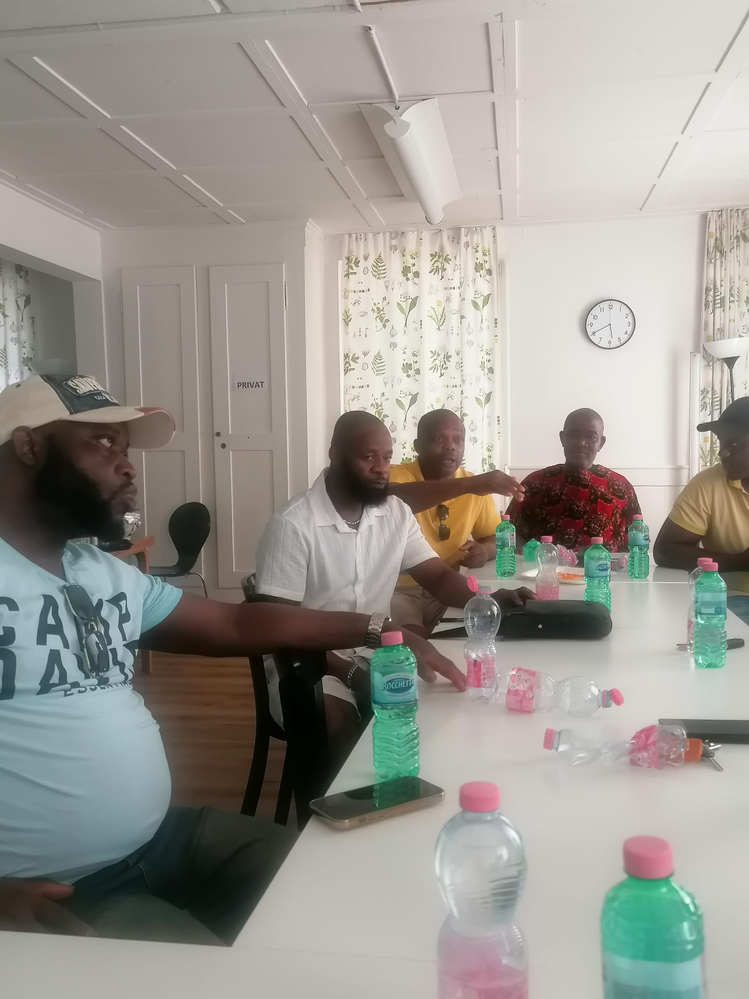Members of Anambra Family Switzerland in discussion around a table